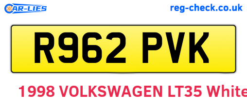 R962PVK are the vehicle registration plates.