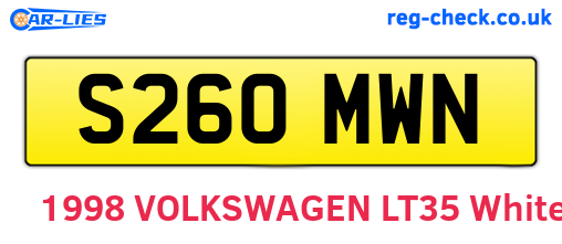 S260MWN are the vehicle registration plates.