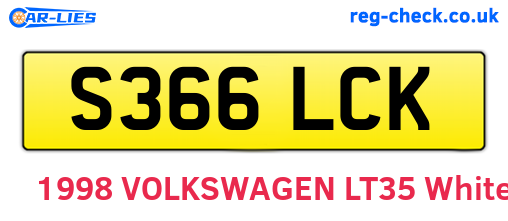 S366LCK are the vehicle registration plates.