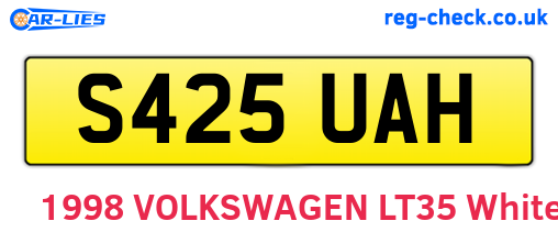 S425UAH are the vehicle registration plates.