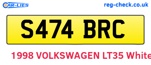 S474BRC are the vehicle registration plates.