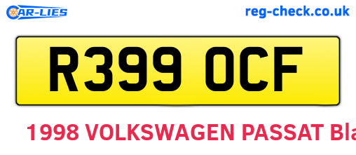 R399OCF are the vehicle registration plates.