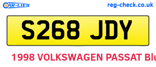 S268JDY are the vehicle registration plates.