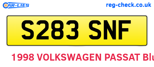 S283SNF are the vehicle registration plates.