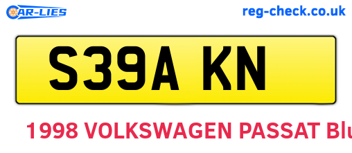 S39AKN are the vehicle registration plates.
