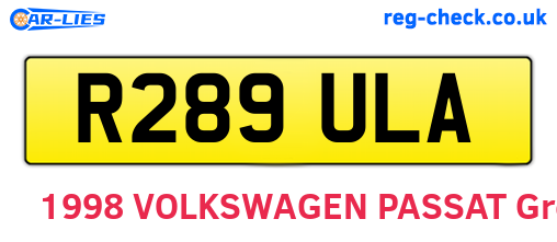 R289ULA are the vehicle registration plates.