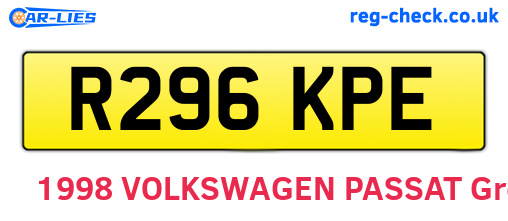 R296KPE are the vehicle registration plates.