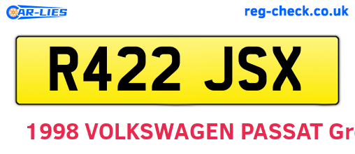 R422JSX are the vehicle registration plates.
