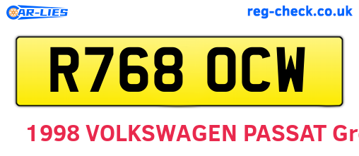 R768OCW are the vehicle registration plates.