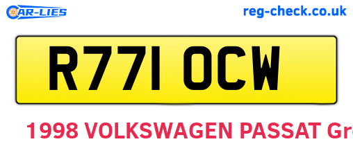 R771OCW are the vehicle registration plates.