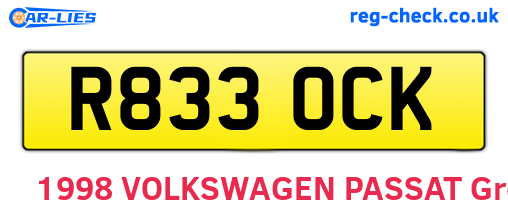 R833OCK are the vehicle registration plates.