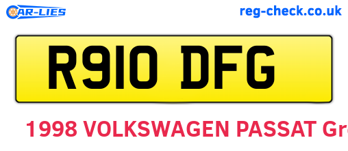 R910DFG are the vehicle registration plates.