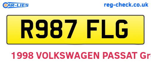 R987FLG are the vehicle registration plates.