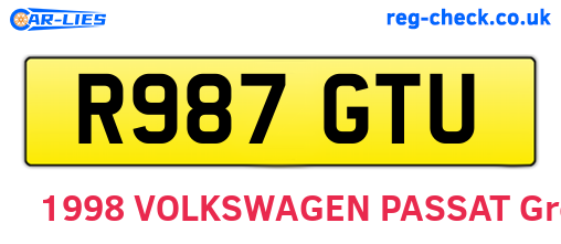 R987GTU are the vehicle registration plates.