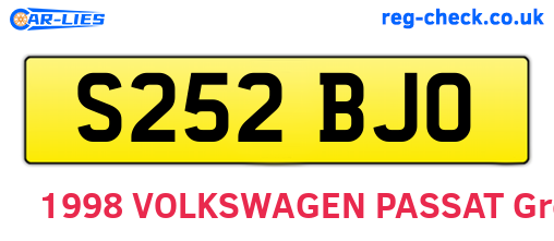 S252BJO are the vehicle registration plates.