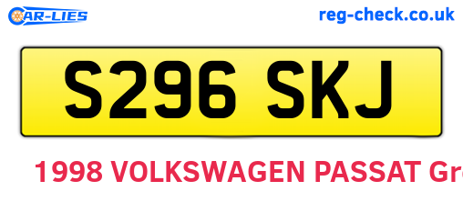 S296SKJ are the vehicle registration plates.
