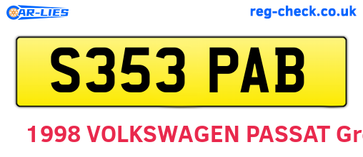 S353PAB are the vehicle registration plates.