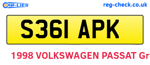 S361APK are the vehicle registration plates.