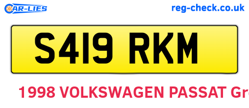 S419RKM are the vehicle registration plates.