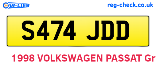 S474JDD are the vehicle registration plates.