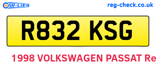 R832KSG are the vehicle registration plates.