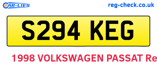 S294KEG are the vehicle registration plates.
