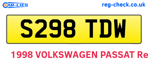 S298TDW are the vehicle registration plates.
