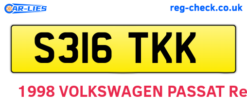 S316TKK are the vehicle registration plates.