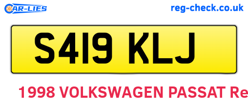S419KLJ are the vehicle registration plates.