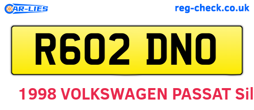 R602DNO are the vehicle registration plates.