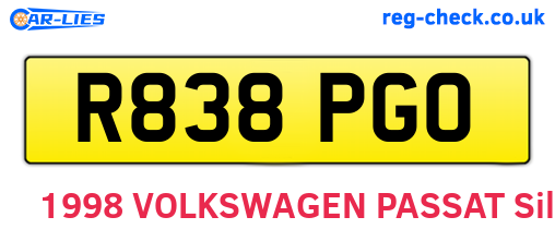 R838PGO are the vehicle registration plates.