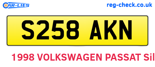 S258AKN are the vehicle registration plates.