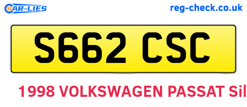 S662CSC are the vehicle registration plates.