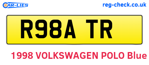 R98ATR are the vehicle registration plates.