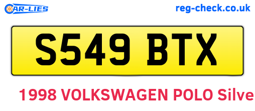 S549BTX are the vehicle registration plates.