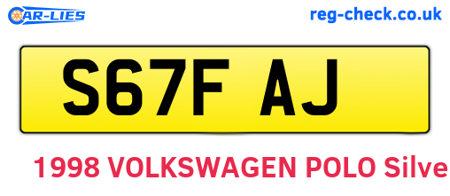 S67FAJ are the vehicle registration plates.