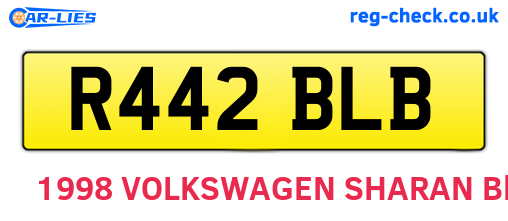R442BLB are the vehicle registration plates.