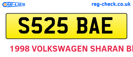 S525BAE are the vehicle registration plates.