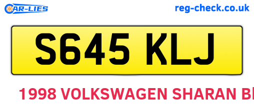 S645KLJ are the vehicle registration plates.
