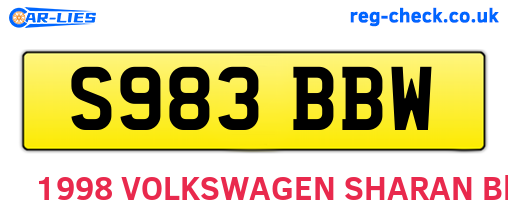 S983BBW are the vehicle registration plates.