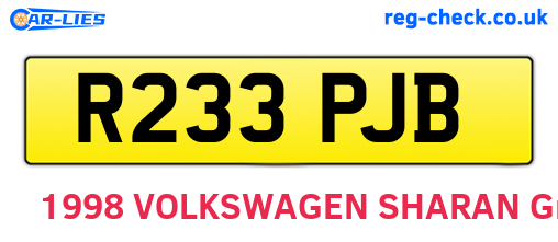 R233PJB are the vehicle registration plates.