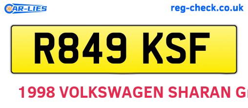 R849KSF are the vehicle registration plates.