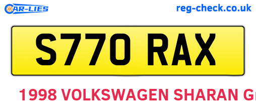 S770RAX are the vehicle registration plates.