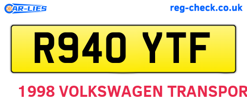 R940YTF are the vehicle registration plates.