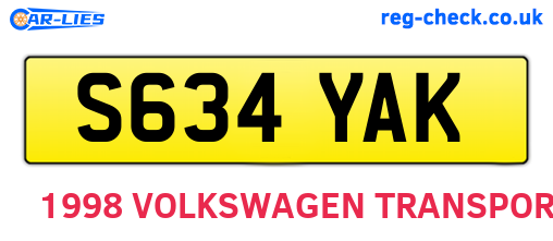 S634YAK are the vehicle registration plates.