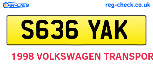 S636YAK are the vehicle registration plates.