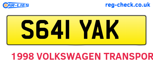 S641YAK are the vehicle registration plates.