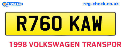 R760KAW are the vehicle registration plates.