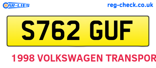 S762GUF are the vehicle registration plates.