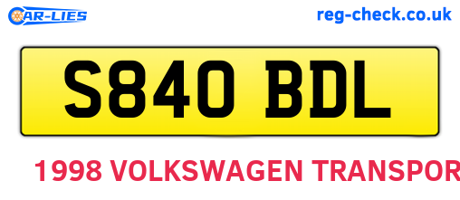 S840BDL are the vehicle registration plates.